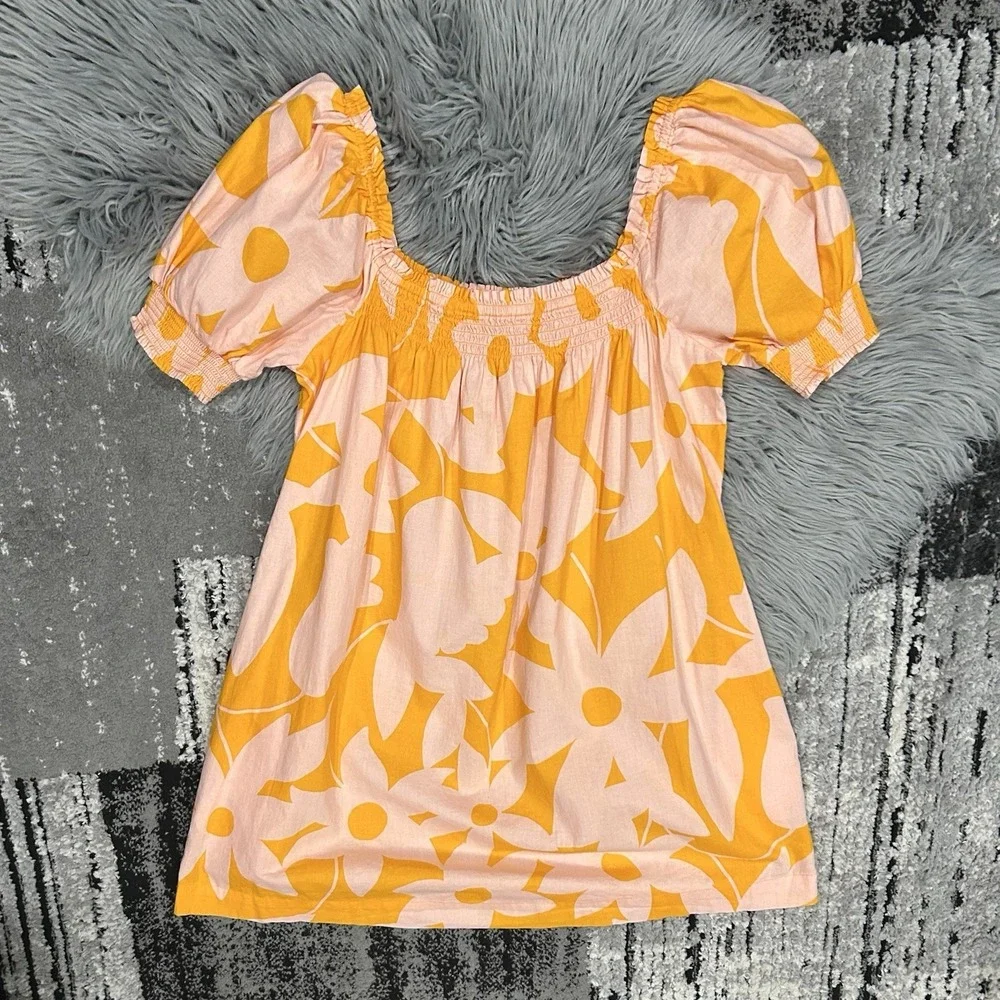 Free People Mila Floral Printed Mini Dress in Tangerine Combo Size Medium NWOT - Picture 3 of 4
